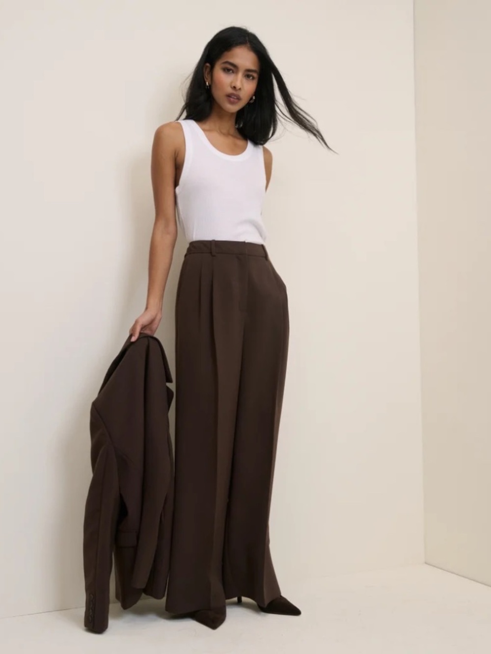Nobody's Child Jax Crepe High Waisted Wide Leg Trousers